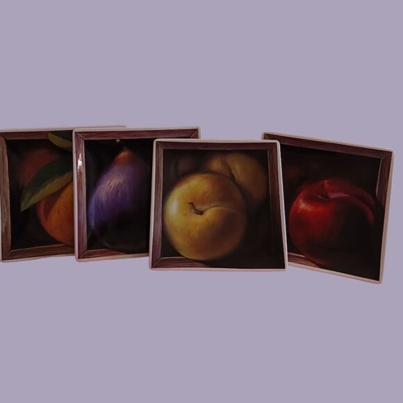 CIC by Jay Mercado Set Of 4 Ceramic Fruit-Themed Square Plates